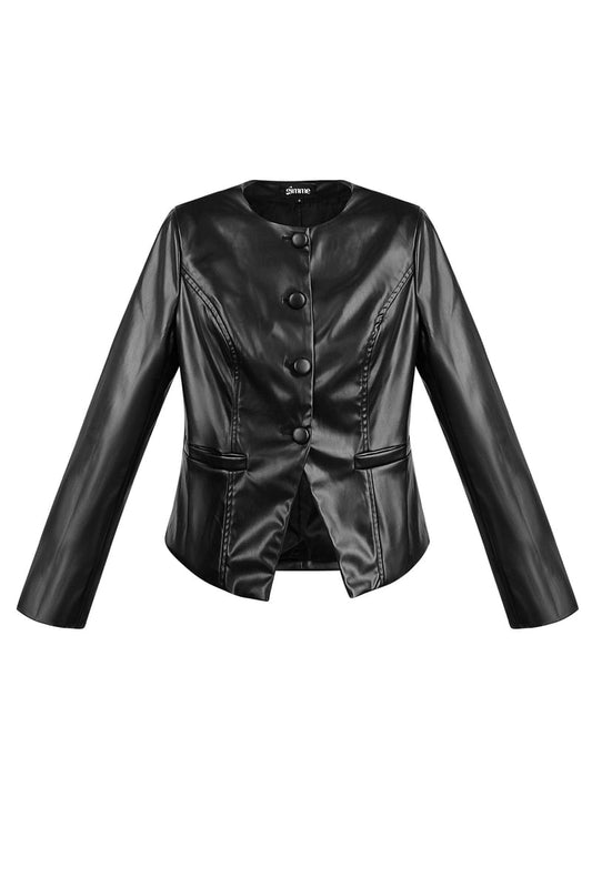 Trendy PU top - Black