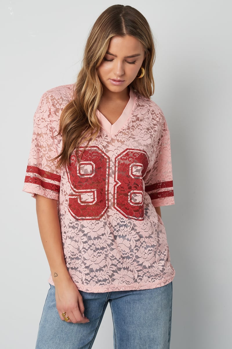 V-Neck Lace American T-shirt