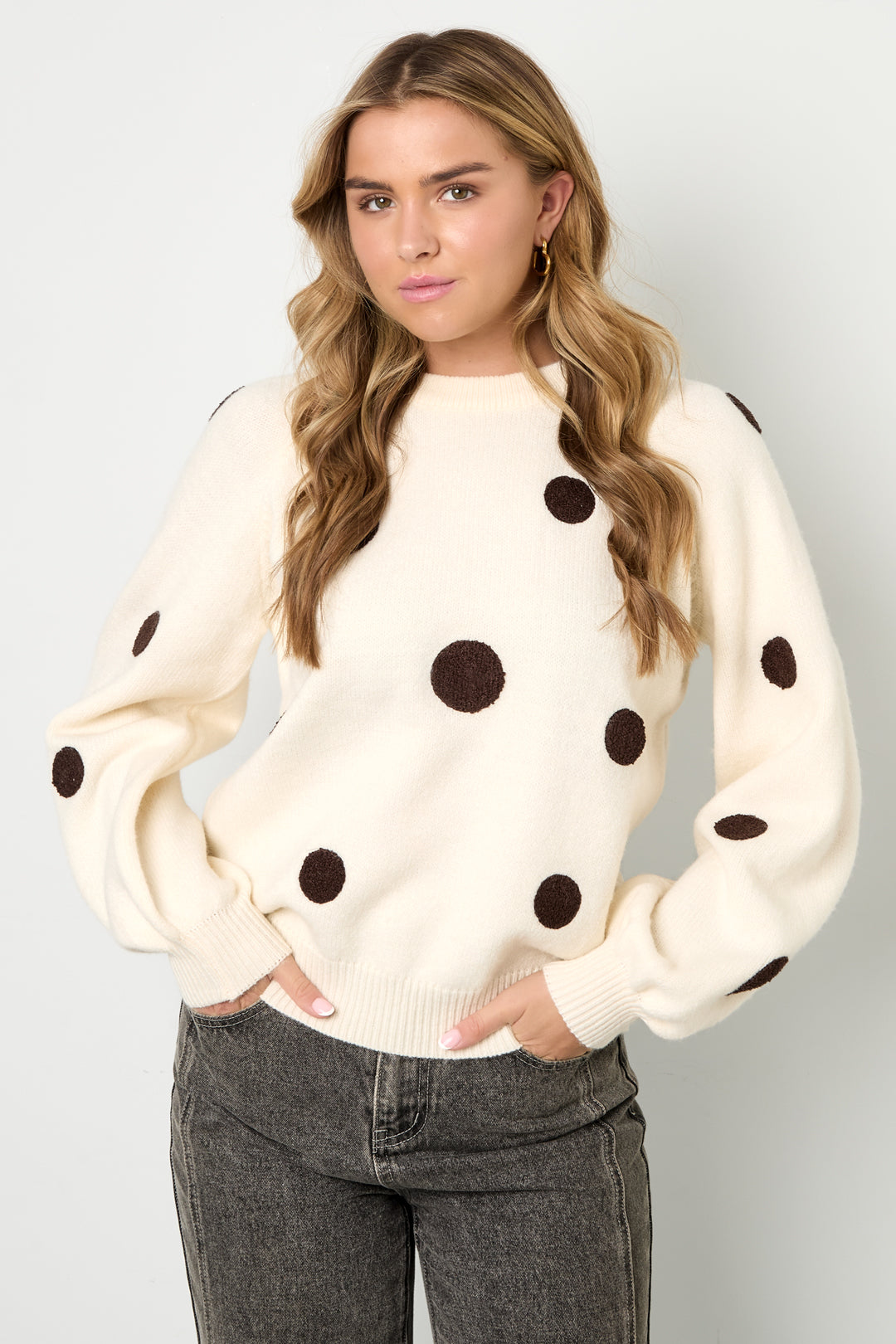Polyester fiber (polyester) Knit sweaters Polka dots Casual Fall/Winter  Clothes
