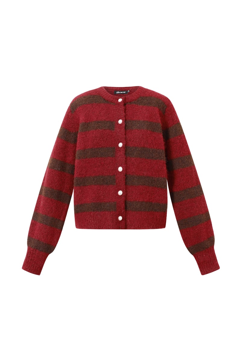 Polyester fiber (polyester) Knit cardigan Stripes Casual Fall/Winter  Clothes