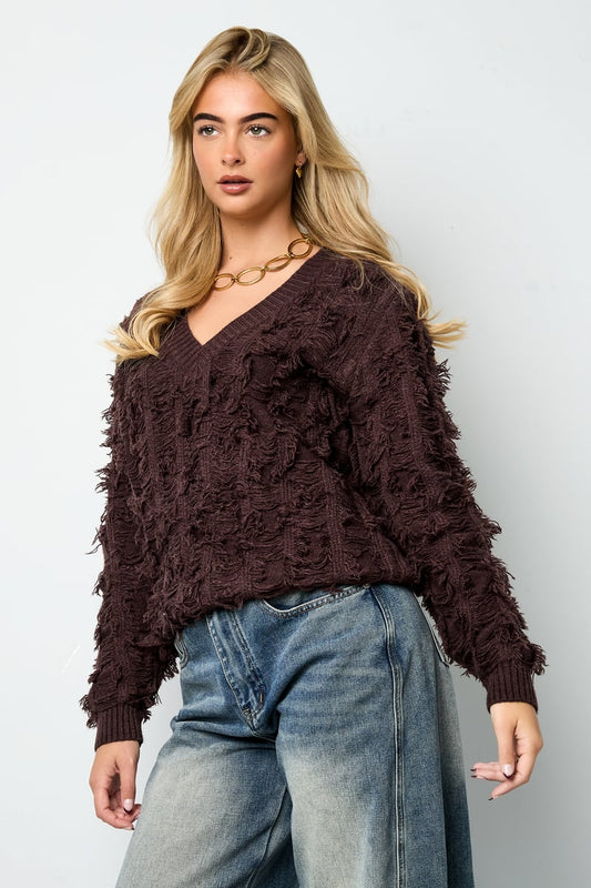 Vneck Fluffy Knit
