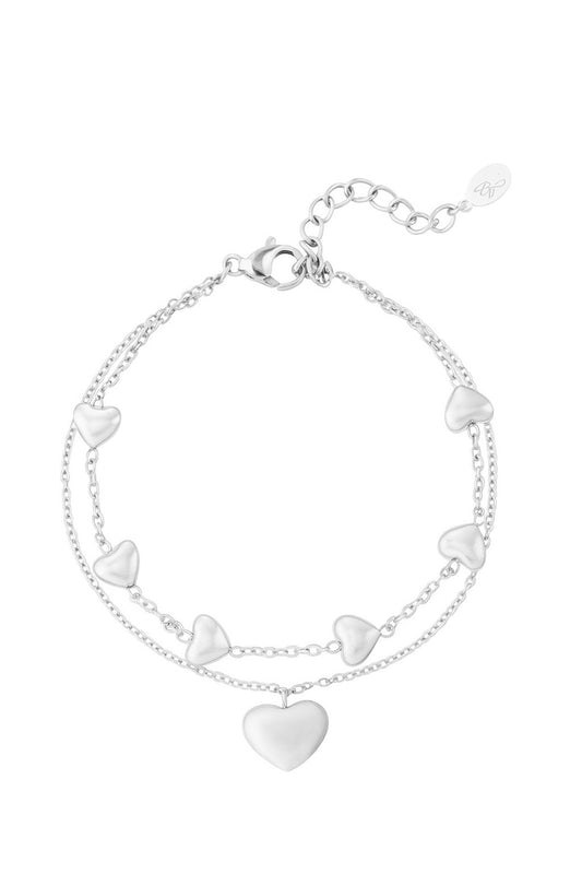 double bracelet heart - Armband Zilver