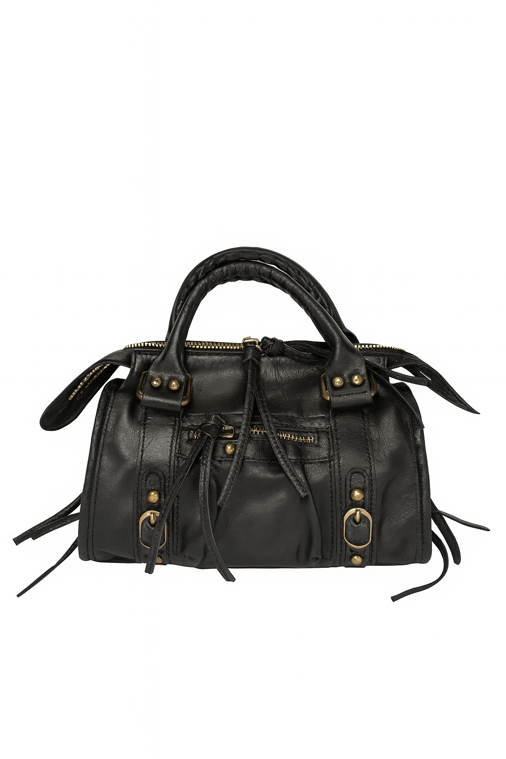 BLACK LEATHER GOLDY - TAS