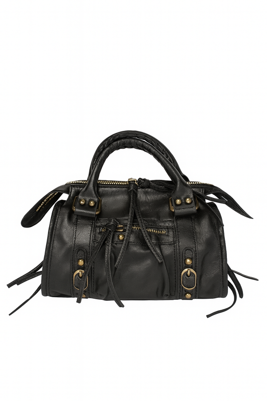 BLACK LEATHER GOLDY - TAS