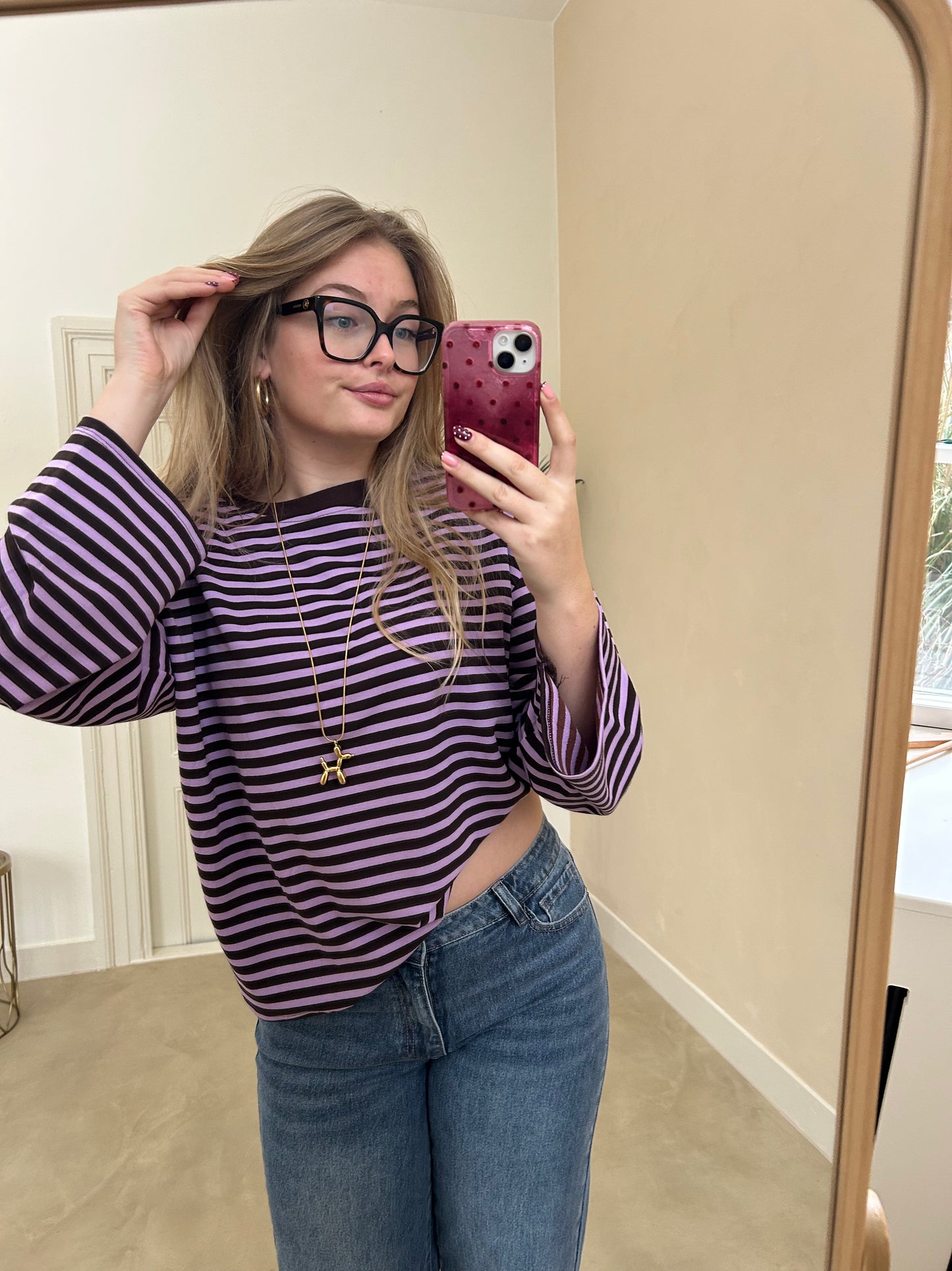 Shirt lange mouw gestreept