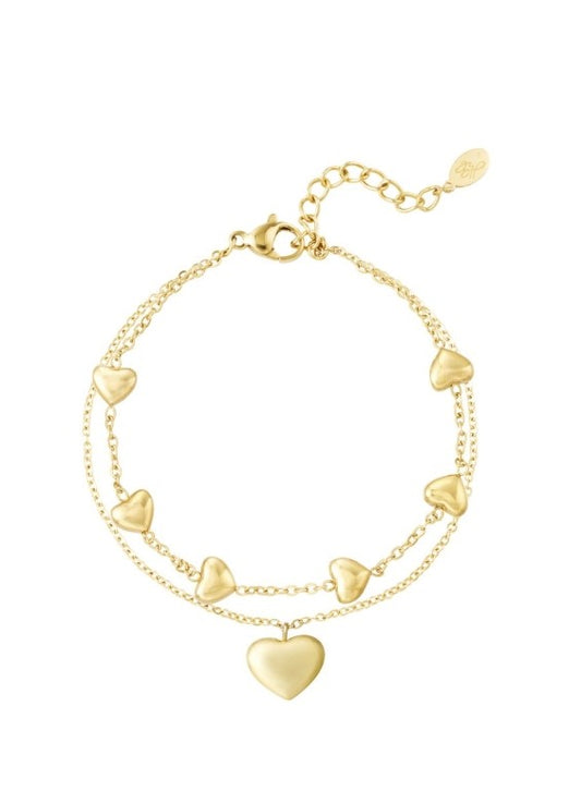 double bracelet heart - Armband Goud