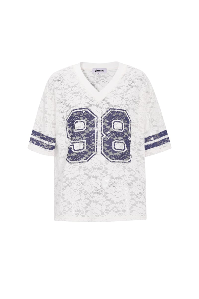 V-Neck Lace American T-shirt