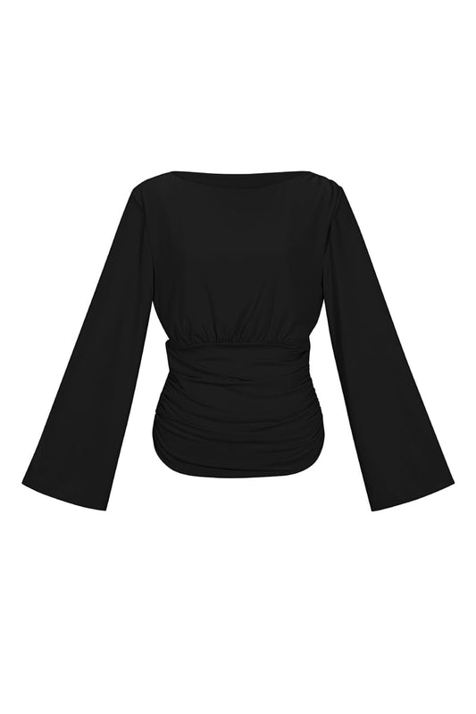 Fitted top with flared sleeves