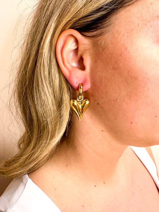 GOLDEN STATEMENT HEARTS - OORBELLEN