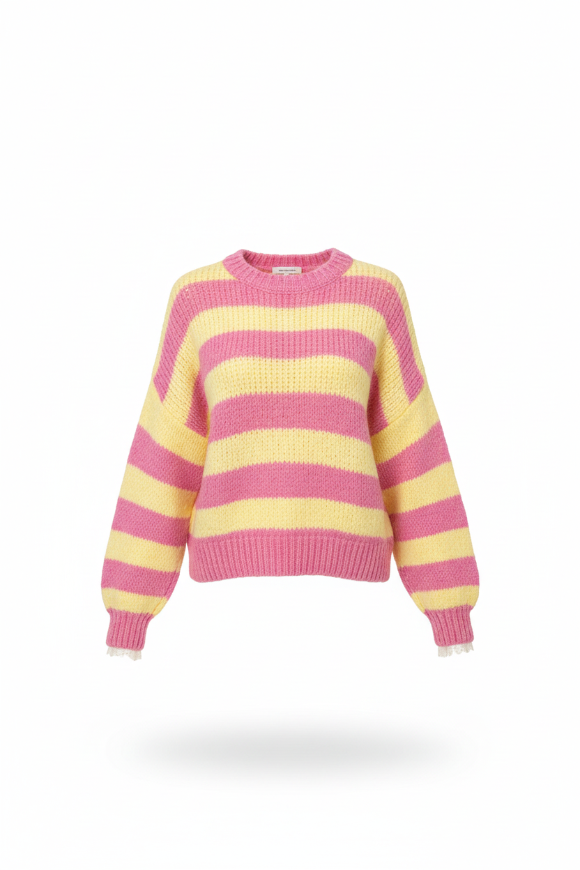 Roze gestreepte trui